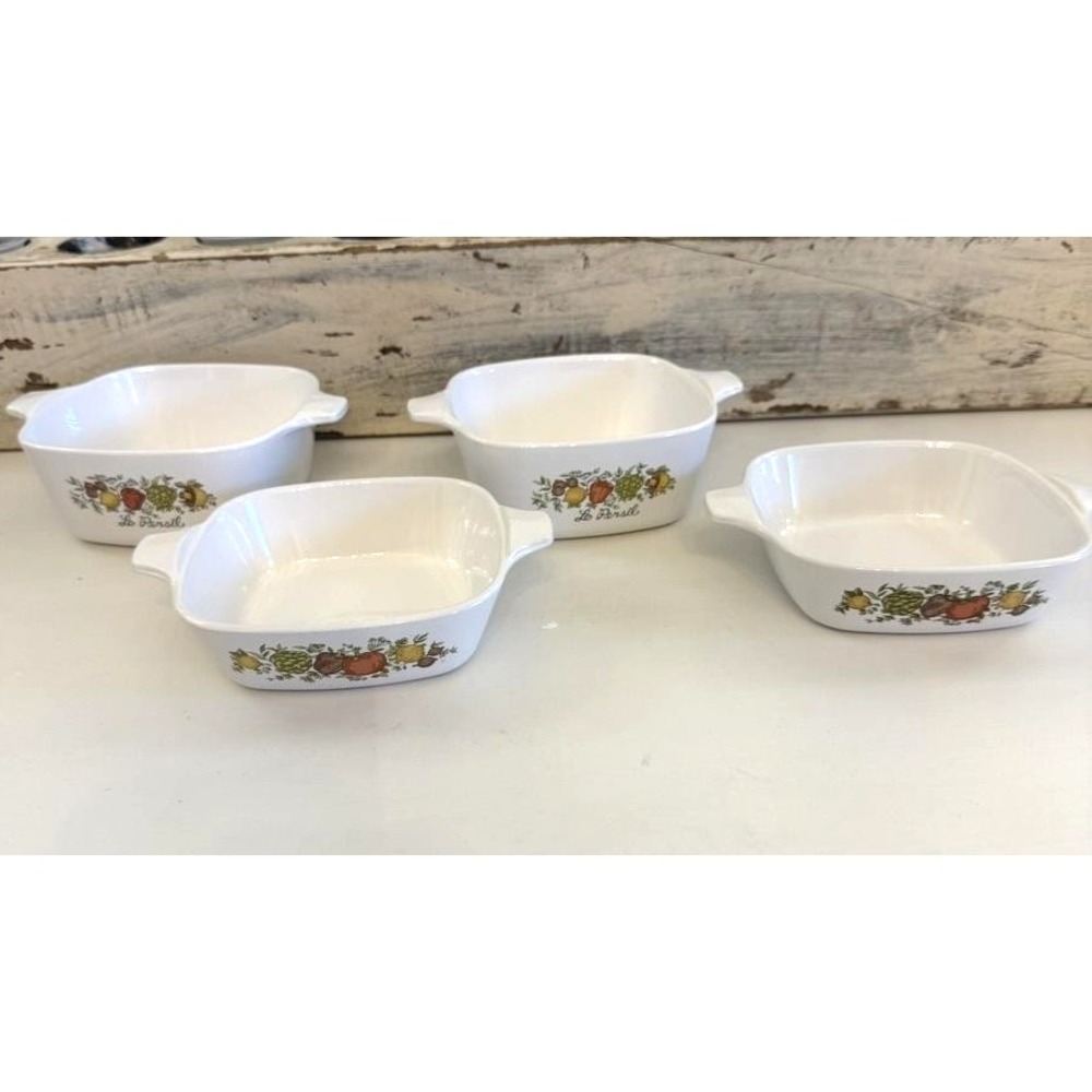 Vintage Corning Ware Spice Of Life Petite Pan Set 4 Casserole‎ Dishes